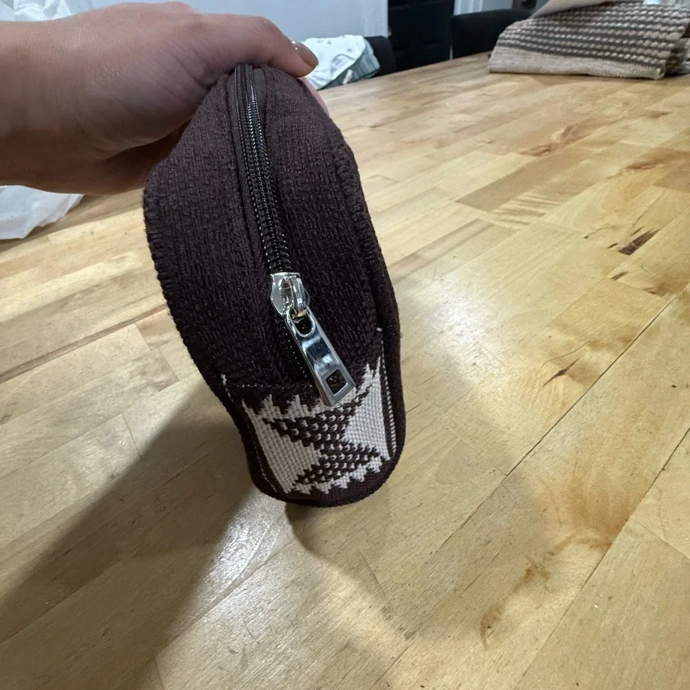 Etihad Brown Cosmetic Travel Bag Hobo Style